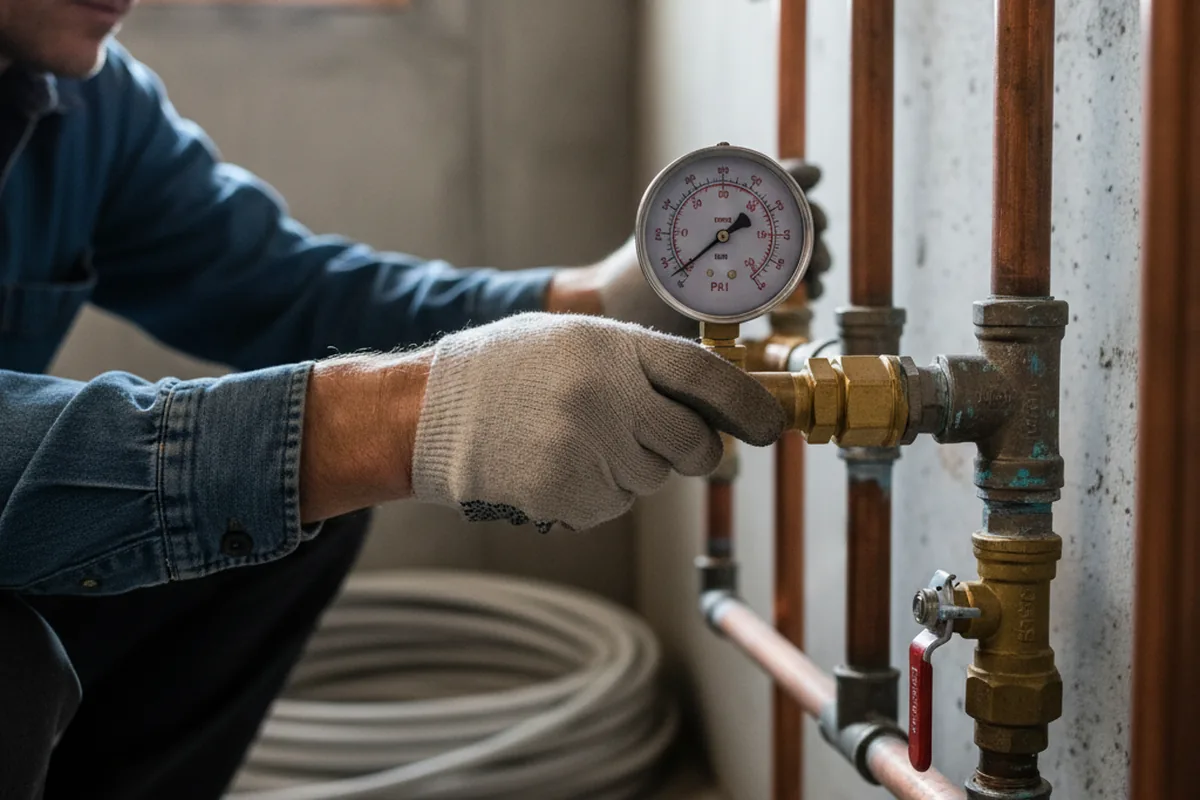 Pressure testing a repaired line during Water Line Repair in Gilbert